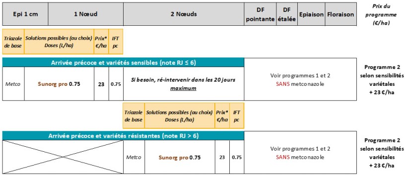 Figure 6 : Programme 3 « arrivée précoce de la rouille jaune »