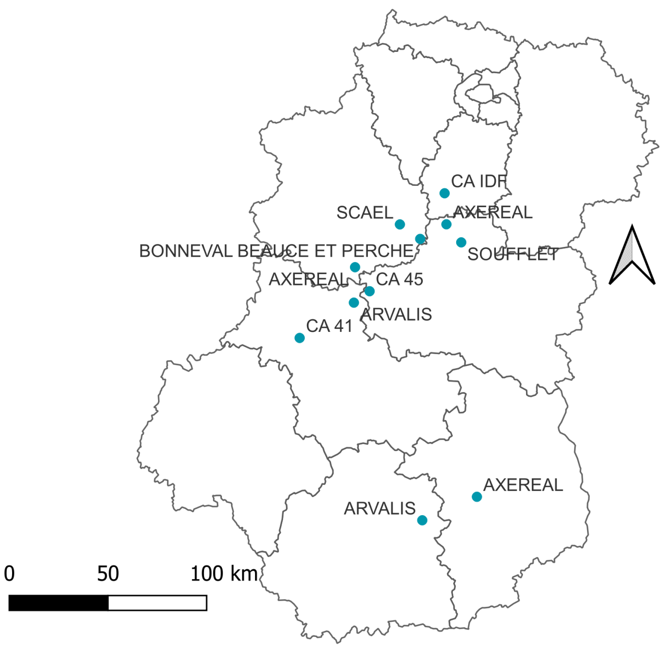 Figure 1 : Localisation et description des essais variétés 2023-2024 – Réseau du Comité Technique Blé Dur Centre-Val de Loire et Ile-de-France