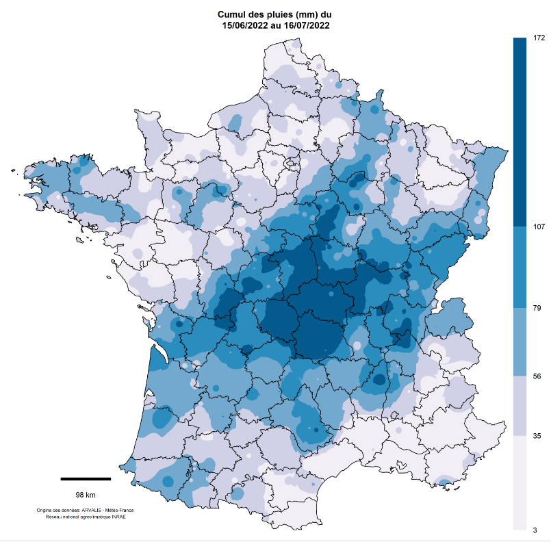 Cumul pluie juin juillet